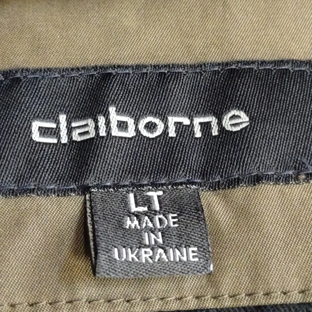 Claiborne Man's Olive Green ZIP Up Lined Bomber Jacket Size LT